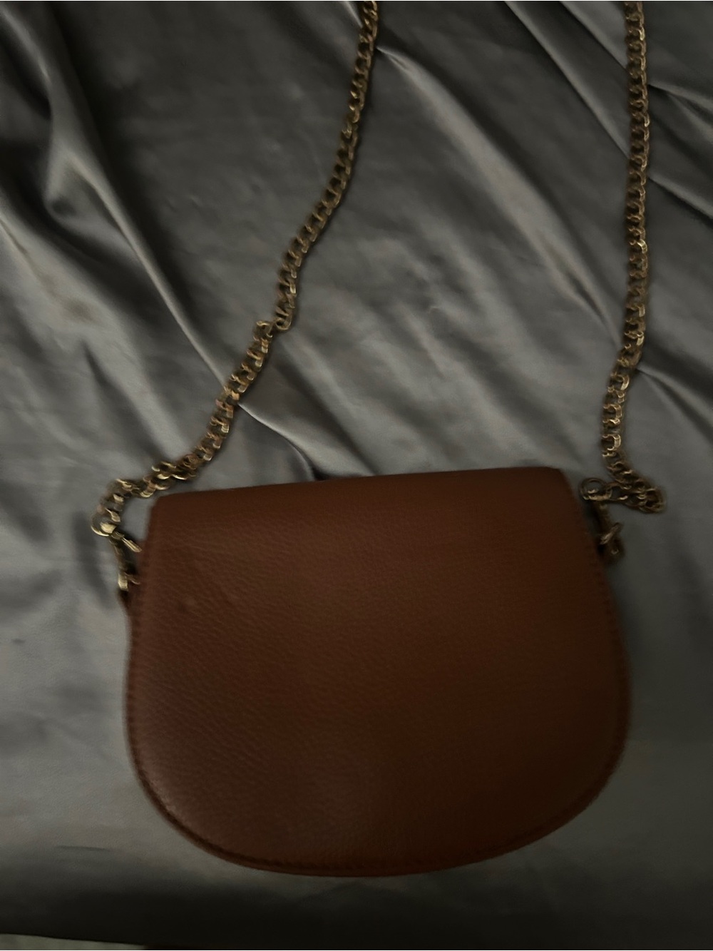 Brown Leather Crossbody Bag with Chain Strap
